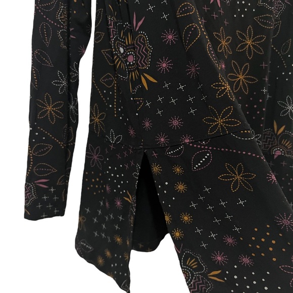 Gudrun Sjoden Black Floral Top Shirt Blouse Women’s S Side Slits - Picture 4 of 6